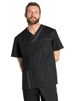 Blouse Médicale Noire Stretch Pour Homme