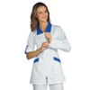 Tunique Médicale Manches Longues Retroussables Tortola Blanc Bleu Cyan -Travail Professionnels Vêtements Magasin blouse medicale tortola blanc bleu cyan