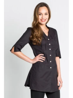 Blouse Noire D'esthéticienne Luxe Style -Travail Professionnels Vêtements Magasin blouse noire d estheticienne luxe style 2
