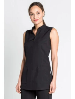 Blouse Noire D'esthétique Sans Manche -Travail Professionnels Vêtements Magasin blouse noire d esthetique sans manche 3