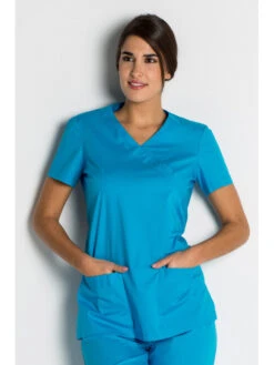 Blouse Tunique Médicale Bleu Turquoise Stretch 10 Blouse Tunique Médicale Bleu Turquoise Stretch -Travail Professionnels Vêtements Magasin blouse tunique medicale bleu turquoise stretch 3