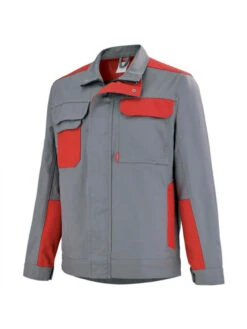 Blouson De Travail Gris Acier / Rouge Empire Grenat