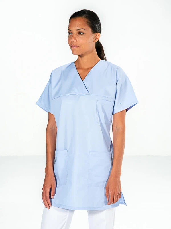 Casaque Aide-soignante Manches Courtes Bleu Ciel FRANCOISE 4 Casaque Aide-soignante Manches Courtes Bleu Ciel FRANCOISE – Image 2