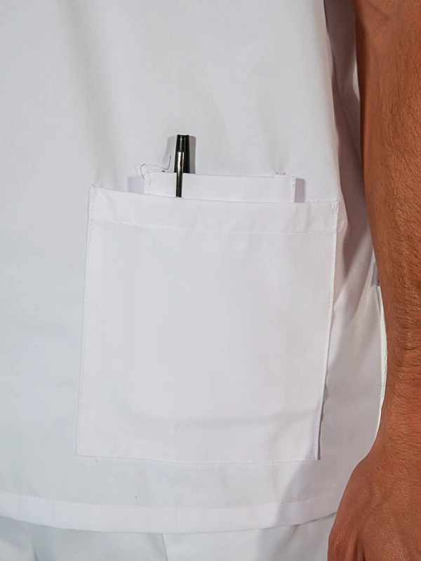 Casaque Blanche Aide-soignant Homme Manches Courtes JULES 6 Casaque Blanche Aide-soignant Homme Manches Courtes JULES – Image 4