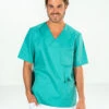 Casaque Chirurgien Manches Courtes Vert Aqua JULES -Travail Professionnels Vêtements Magasin casaque chirurgien manches courtes vert aqua jules
