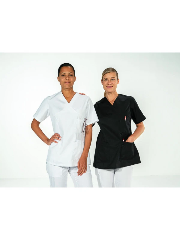 Casaque Kinésithérapeute Femme Manches Courtes Noir JULIA 5 Casaque Kinésithérapeute Femme Manches Courtes Noir JULIA – Image 3