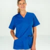 Casaque Médicale Bleu Manches Courtes Pour Femme JULIA -Travail Professionnels Vêtements Magasin casaque medicale bleu manches courtes pour femme julia