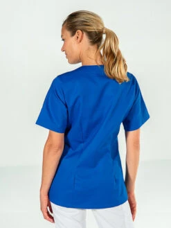 Casaque Médicale Bleu Manches Courtes Pour Femme JULIA -Travail Professionnels Vêtements Magasin casaque medicale bleu manches courtes pour femme julia 2