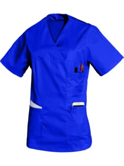 Casaque Médicale Bleu Manches Courtes Pour Femme JULIA -Travail Professionnels Vêtements Magasin casaque medicale bleu manches courtes pour femme julia 4