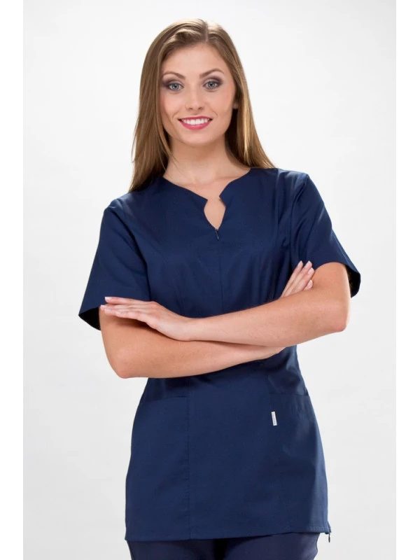 Casaque Médicale Bleu Marine Coupe Princesse 4 Casaque Médicale Bleu Marine Coupe Princesse – Image 2