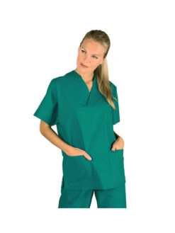 Casaque Médicale Col En V 100% Coton Unisexe Vert