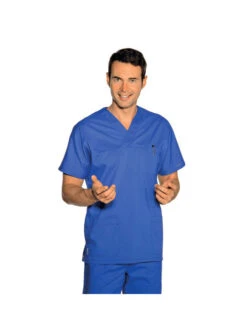 Casaque Médicale Col En V Unisexe Bleu Cyan