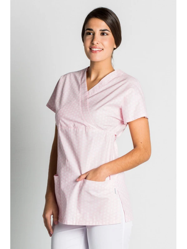 Casaque Médicale Feminine à Motifs Rose 5 Casaque Médicale Feminine à Motifs Rose – Image 3