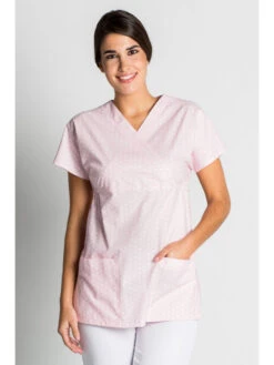 Casaque Médicale Feminine à Motifs Rose 11 Casaque Médicale Feminine à Motifs Rose -Travail Professionnels Vêtements Magasin casaque medicale feminine a motifs rose 4