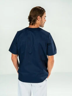 Casaque Médicale Homme Bleu Marine Manches Courtes JULES -Travail Professionnels Vêtements Magasin casaque medicale homme bleu marine manches courtes jules 2
