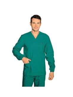 Casaque Médicale Manches Longues Lunga Unisexe Vert 100% Coton