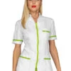 Casaque Médicale à Zip Blanche Et Verte Florida -Travail Professionnels Vêtements Magasin casaque pharmacienne florida