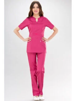 Casaque Médicale Coupe Princesse Rose -Travail Professionnels Vêtements Magasin casque medicale coupe princesse rose 2