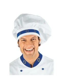 Toque De Chef Cuisinier Blanc Bleu Cyan