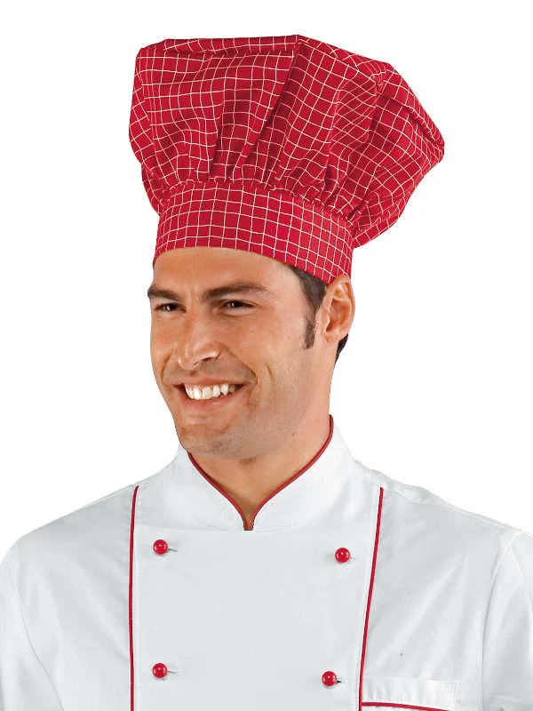 Toque De Chef Cuisinier Blanc Carreaux Rouge 4 Toque De Chef Cuisinier Blanc Carreaux Rouge – Image 2