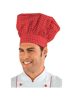 Toque De Chef Cuisinier Blanc Carreaux Rouge
