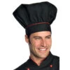 Toque De Chef Cuisiniernoir Rouge -Travail Professionnels Vêtements Magasin chapeau chef cuisinier noir rouge