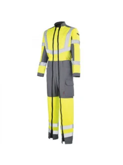 Combinaison De Travail Haute Visibilité Jaune Fluo Hivi Et Gris Acier