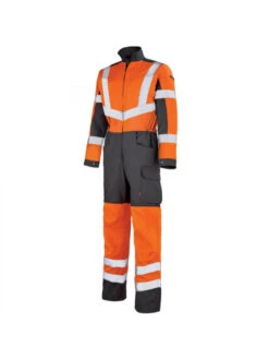 Combinaison De Travail Haute Visibilité Orange Fluo Et Gris