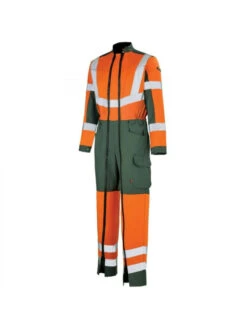 Combinaison De Travail Hivi Orange Fluo Et Vert Fonce A.Lafont