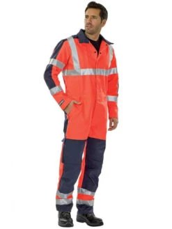 Combinaison De Travail Hivi Rouge Fluo Et Bleu A. Lafont -Travail Professionnels Vêtements Magasin combinaison de travail hivi rouge fluo et bleu a lafont 1