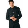 Veste De Service Col Mao Rayé Noir 100% Coton -Travail Professionnels Vêtements Magasin coreana s trecce noir 1