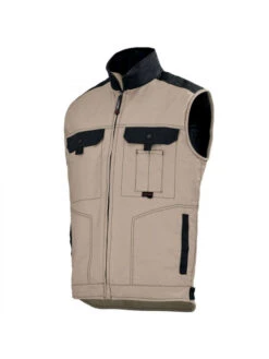 Gilet De Travail Homme Body-warmer Beige Et Noir A. Lafont