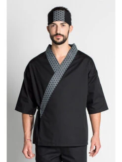 Kimono De Cuisine Noire Unisexe Japan Chef -Travail Professionnels Vêtements Magasin kimono de cuisine noire unisexe japan chef 4