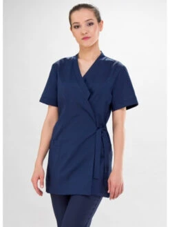 Kimono Médical Cache Coeur Bleu Marine Yoko Couture
