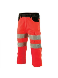 Pantacourt De Travail Haute Visibilité Rouge Fluo Et Noir Galilee