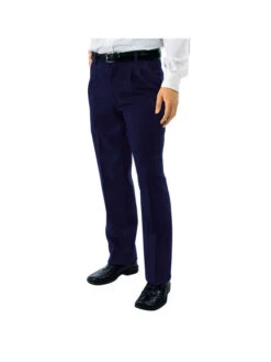 Pantalon A Pinces Taille Haute Homme Bleu