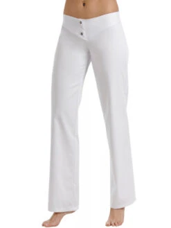 Pantalon Blanc, Taille Basse élastique 2 Boutons
