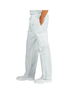 Pantalon Médical Blanc 100% Coton Taille Elastique