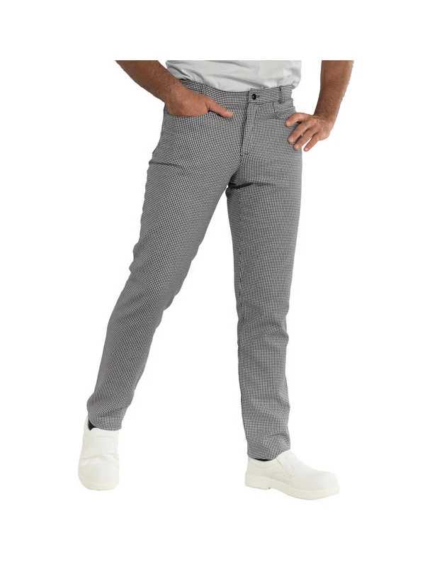 Pantalon De Cuisine Pied De Poule Noir Et Blanc, Coupe Slim 3 Pantalon De Cuisine Pied De Poule Noir Et Blanc, Coupe Slim