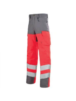Pantalon De Travail Rouge Hivi / Gris Acier