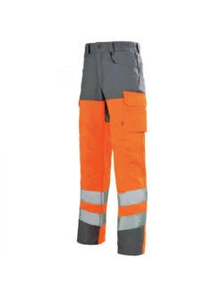Pantalon De Travail Haute Visibilité Orange Hivi Et Gris