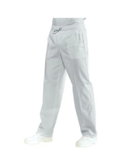 Pantalon Mixte Taille Elastique Blanc 100% Coton -Travail Professionnels Vêtements Magasin pantalon mixte a taille elastique blanc 100 coton 2