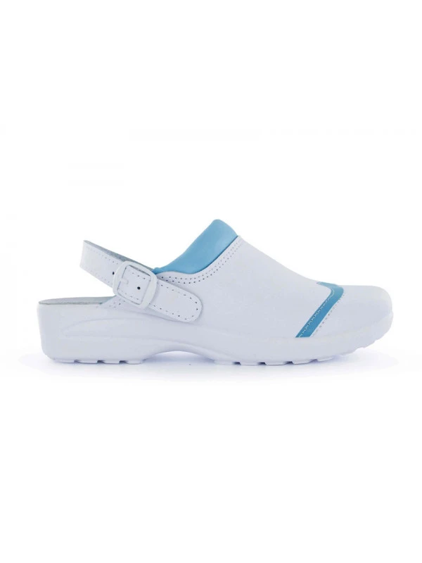 Sabot De Travail Souple Mado En Cuir Souple Blanc Et Bleu 3 Sabot De Travail Souple Mado En Cuir Souple Blanc Et Bleu