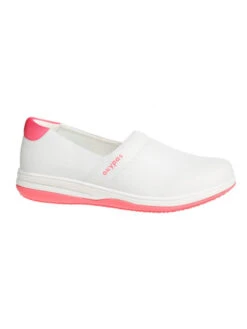 Sabot Fermé D?infirmière En Cuir Synthétique Blanc Et Rose Suzy Oxypas