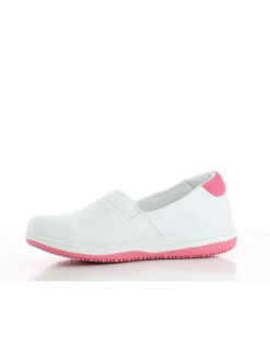 Sabot Fermé D?infirmière En Cuir Synthétique Blanc Et Rose Suzy Oxypas -Travail Professionnels Vêtements Magasin sabot ferme d infirmiere en cuir synthetique blanc et rose suzy oxypas 3
