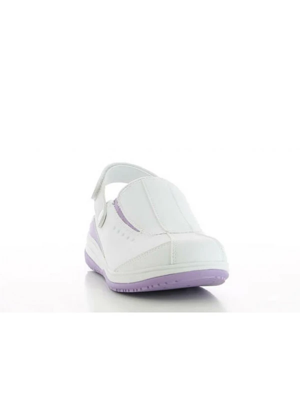 Sabot Hôpital Blanc Et Parme Pour Infirmière, Marque Oxypas 4 Sabot Hôpital Blanc Et Parme Pour Infirmière, Marque Oxypas – Image 2