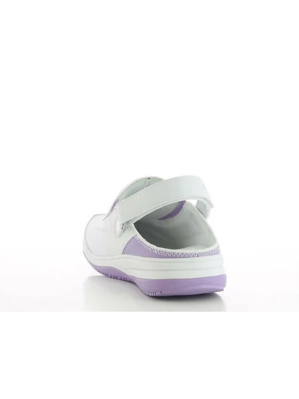 Sabot Hôpital Blanc Et Parme Pour Infirmière, Marque Oxypas 5 Sabot Hôpital Blanc Et Parme Pour Infirmière, Marque Oxypas – Image 3