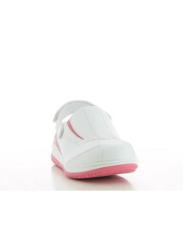 Sabot Hôpital Blanc Et Rose Pour Infirmière, Marque Oxypas 4 Sabot Hôpital Blanc Et Rose Pour Infirmière, Marque Oxypas – Image 2