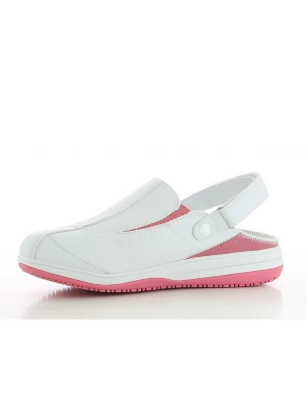 Sabot Hôpital Blanc Et Rose Pour Infirmière, Marque Oxypas 6 Sabot Hôpital Blanc Et Rose Pour Infirmière, Marque Oxypas – Image 4