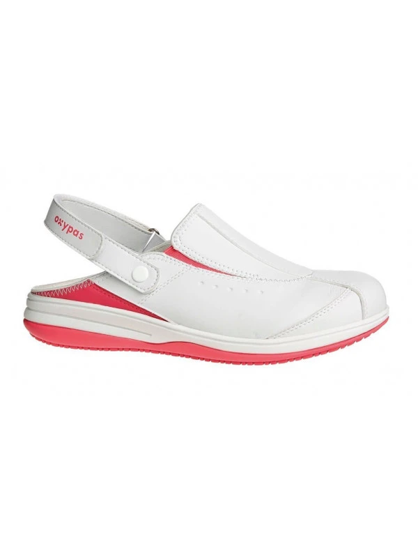 Sabot Hôpital Blanc Et Rose Pour Infirmière, Marque Oxypas 3 Sabot Hôpital Blanc Et Rose Pour Infirmière, Marque Oxypas